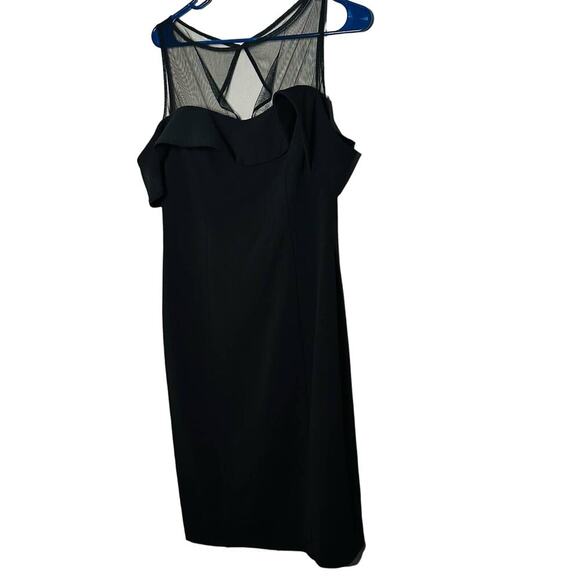 JS Collection Scuba Black Cold-Shoulder Mesh Cocktail Dress Size 4 - Picture 3 of 12